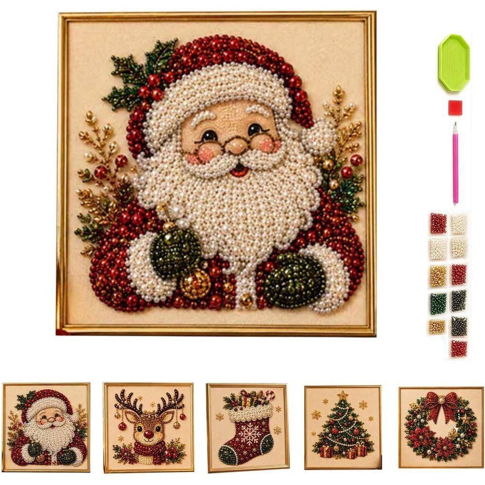 Tomten DIY Jul Pärl-Diamantmålning Konstkit 3D Pärlkonstkit För Nybörjare