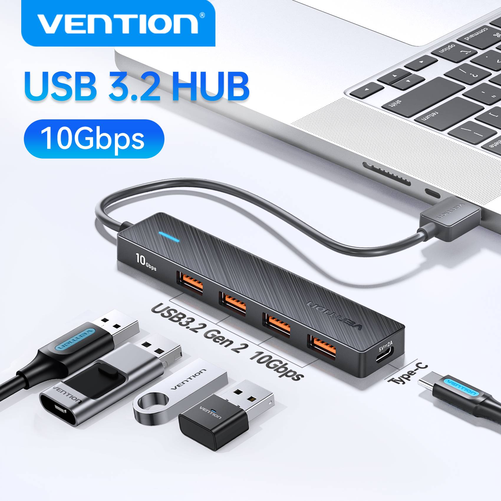 Vention USB 3.2 Gen2 HUB 5 Ports Splitter 10Gbps USB A Type C HUB Multiport Adapter for MacBook iPad Laptop Expansion PC Desktop