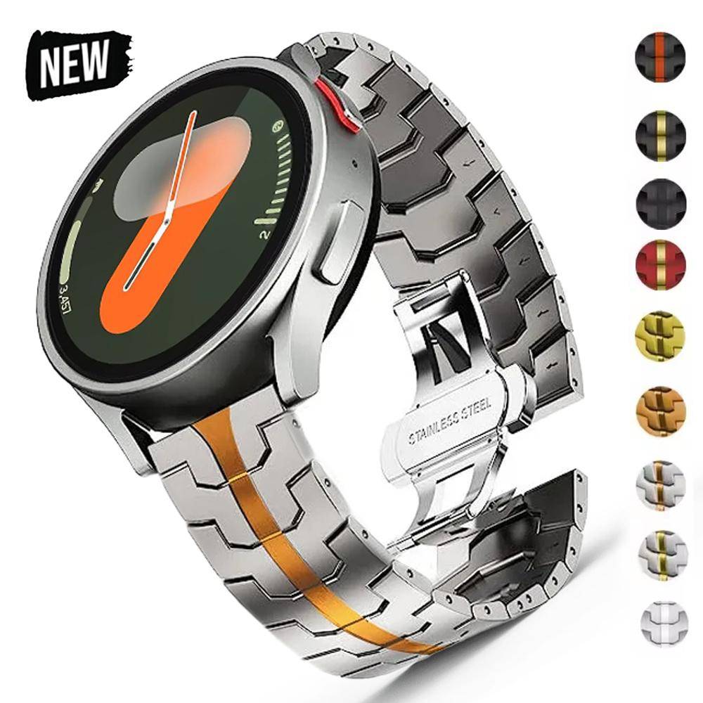 Armband i rostfritt stål för Samsung Galaxy Watch 7 6 5 Pro 40 44mm Affärsarmband för Huawei GT 5 3 4 PRO 43 46mm Rem 20 22mm gray