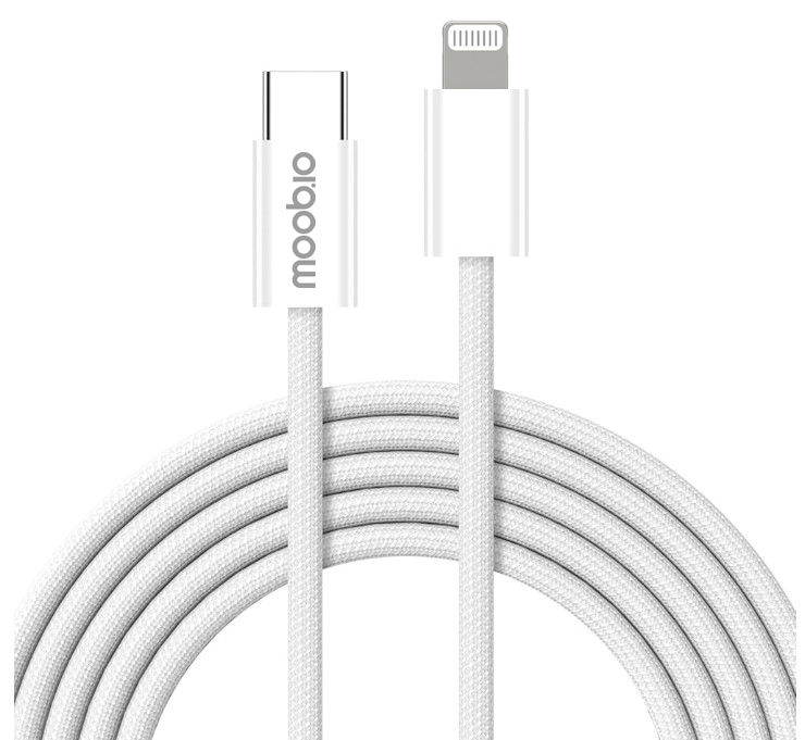 Moobio Opladerkabel USB-C til Lightning Flettet - 2 m.