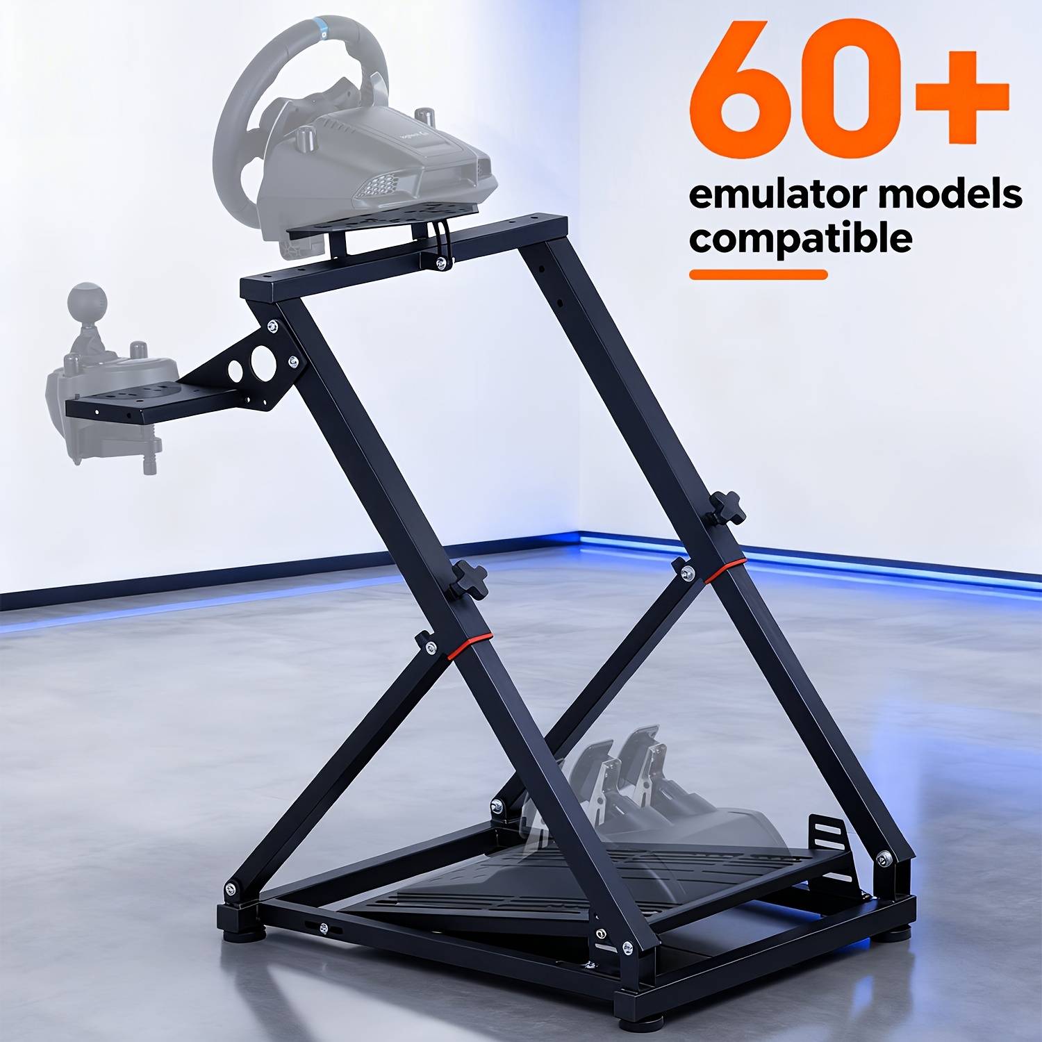 Foldable Racing Wheel Stand Steering Wheel Simulator Triangle Structure Stand Support For G27 G25 And For T248 Tgt Tgt2 Ts-pc Ts-xw T500 T500rs T300rs Tx For Ps4 Ps5