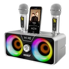 Tragbarer Karaoke Maschine,Karaoke mit 20W Bluetooth Lautsprecher,2 Kabellosen Karaoke-MikrofonWiederaufladbarem Mikrofonsteckplatz,PA Anlage Komplettset für Home Party,Church,Picnic,Outdoor