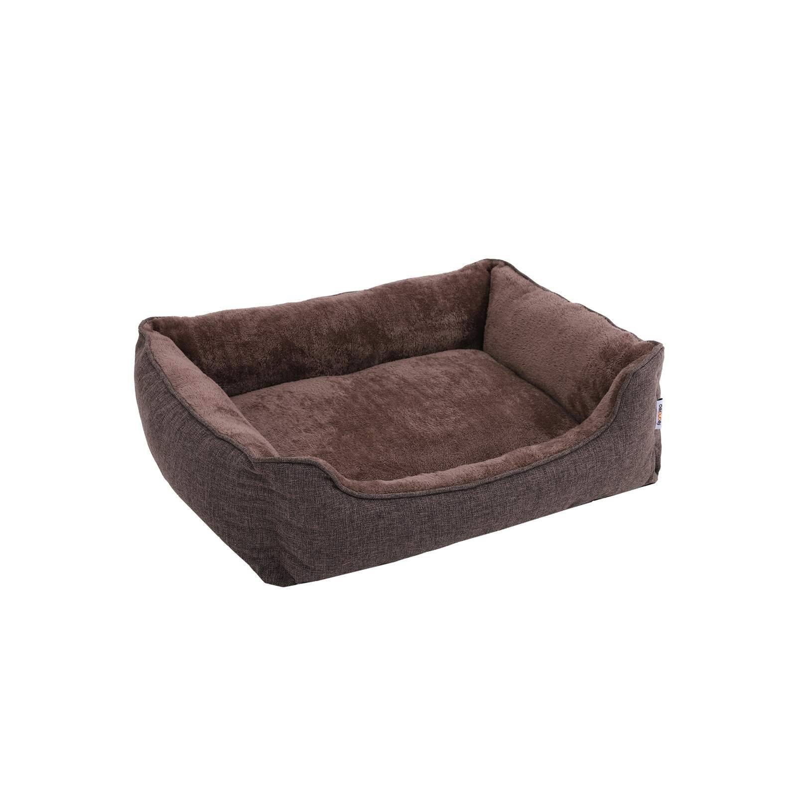 Hundeseng, kæledyrsseng, hundesofa med aftageligt vaskbart betræk, 90 x 75 x 25 cm, brun.