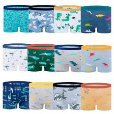 JackLoveBriefs Boxershorts i bomull för pojkar, motiv med dinosaurie, isbjörn, underkläder för småbarn och barn, 12-pack, 1–13 år, Ljusgrå, 7-9 Years