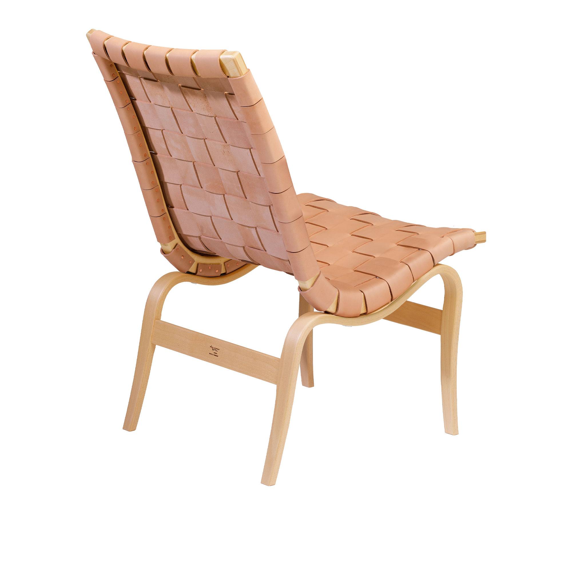 Bruno Mathsson International - Mi 471 Eva - Låg rygg utan armstöd - Klarlackad bok/Flätade läderremmar natur - Lænestole - Bruno Mathsson - Beige - Naturmateriale/Træ