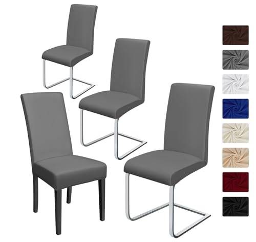 Stolsöverdrag 4 Stycken Stretch Stolskydd Universell Matstolsöverdrag Modernt Matstolsskydd Avtagbart Tvättbart Matstolar Överdrag För Heminredning Hotell Kontor Matsal (4 Stycken, Blygrå)-J