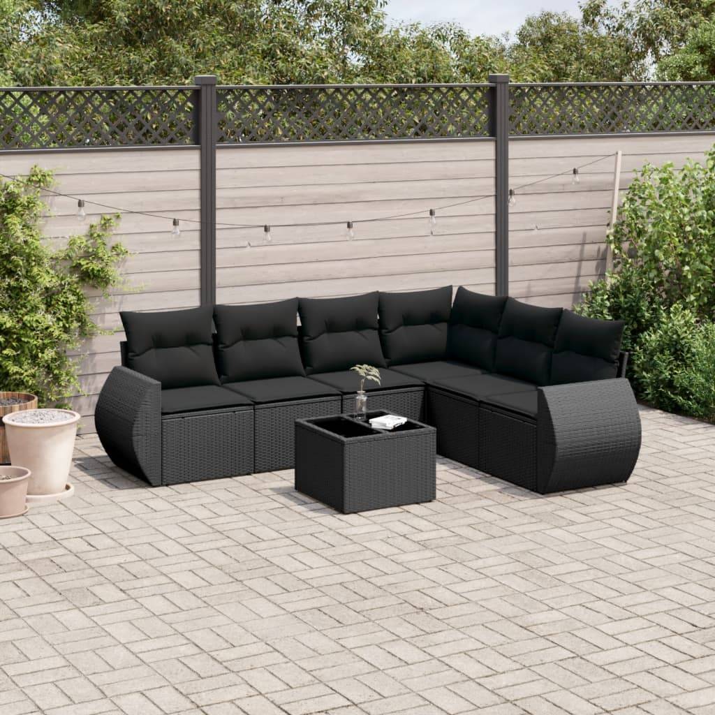 Sofasæt Til Haven 6 Dele Med Hynder Polyrattan - Sort / Uden bord