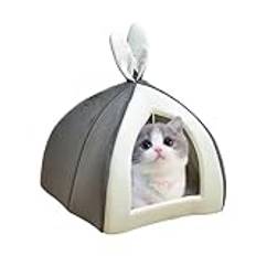 Dog Bed - Kitten Bed, Cat Cave | Pompom Cat Sleeping Pod, Ear Shaped Cat Cuddle Bed, Comfortable Cat Resting Nook, Crystal Velvet Cat snugle bed, Cat Resting spt Bed for Kitten Cats Puppy Dogs