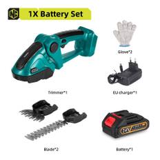 NEWBENY elektrisk häcksax 2 IN 1 sladdlös effektiv hushållsbeskärningssåg Uppladdningsbara elverktyg för Makita 18V batteri 2xBattery -EU Plug-Green