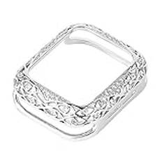 FFHAO för Apple Watch lyxiga kvinnor metallsnidat skydd 38 mm 40 mm 42 mm 44 mm 41 mm 45 mm S10 46 mm S10 42 mm skyddsfodral 10/9/8/7/SE/6/5/4/3/2/1 diamantklocka fodral (silver, 40 mm)