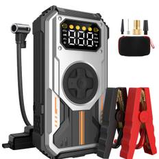 TEMU Portable Jump Starter With Air Compressor, Car Battery Jumper Pack 150psi Tire Inflator 12v Car Battery For All Petrol And 10.0l Engine With Led Display