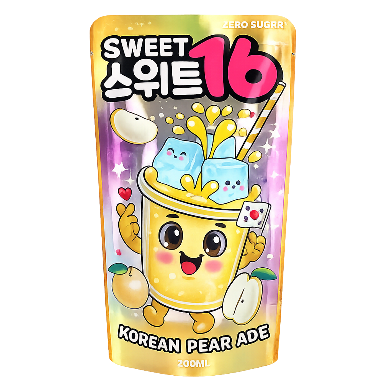 Sweet 16 Koreansk Isdryck på Påse - Korean Pear Ade Zero Sugar 200ml