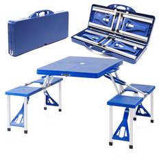 Campingbord sæt Med 4x integreret stole - Aluminium & plastik - Plads til 4 personer - Hurtig levering