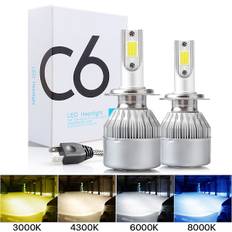2 stk. C6 LED Bil Forlygter H7 LED H4 Pære H8 H1 H3 H11 HB3 9005 HB4 9006 9007 Autolamper Tågeforlygter 3000K 6000K 8000K White H8