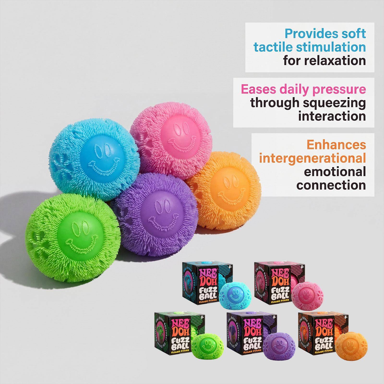 Nee Doh Fuzz Ball Klämleksak Mjuk Fluffig Flower Power Bärbar Stresslindring Lindrar Ångest Fidget-leksak För Kontor Hem Gåva