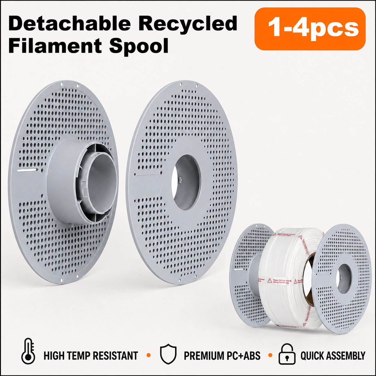 Reusable Spool for 1KG Refill Filament Detachable High Strength Heat Resistant ABS Empty Filament Reel for Bambu Lab 3D Printers
