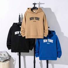 Kids Tween Boy Casual Letter Print Mönster Huvtröja Långärmad stickad tröja Multi-Pack Tre färger vardera Tre-delat set - Multifärgad (8Y,9Y,10Y,11Y,12Y)