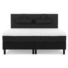 Bedly Lucky Komplett Sängpaket 180x200 Skum Slät Sänggavel - Nackkudde Stor Svart/Grå/PU Kontinentalsäng Grå,Svart Tyg