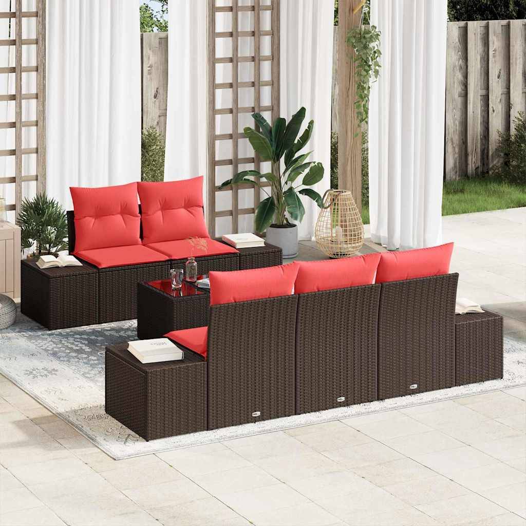 vidaXL Havesofa Sæt 6 stk. Brun polyrattan