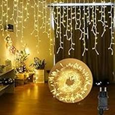 Hopelit Ljusslinga 10 m, 400 LED, varmvit, IP44, vattentät ljusslinga, utomhus, inomhus, med minnesfunktion och 8 belysningslägen för dekoration bröllop, balkong, julfest