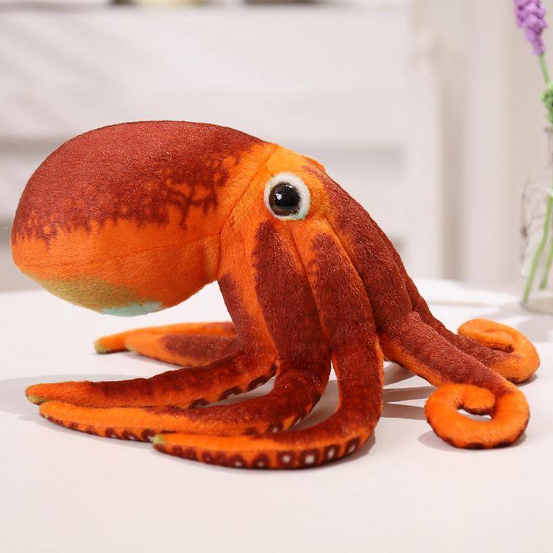 Cute Lifelike Octopus Plush Toy Soft Stuffed Sea Animal Toy Simulation Octopus Plushie Gift for Kids orange