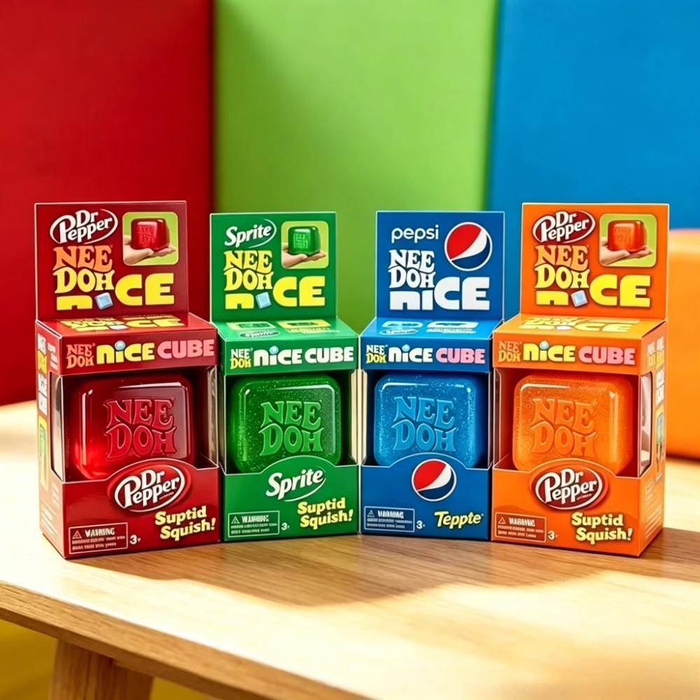 Schylling Needoh Nice Cube Stressboll Klämleksak Dr Pepper Sprite Långsam Återhämtning Squishy Sensorisk Fidgetleksak för Ångestlindring green