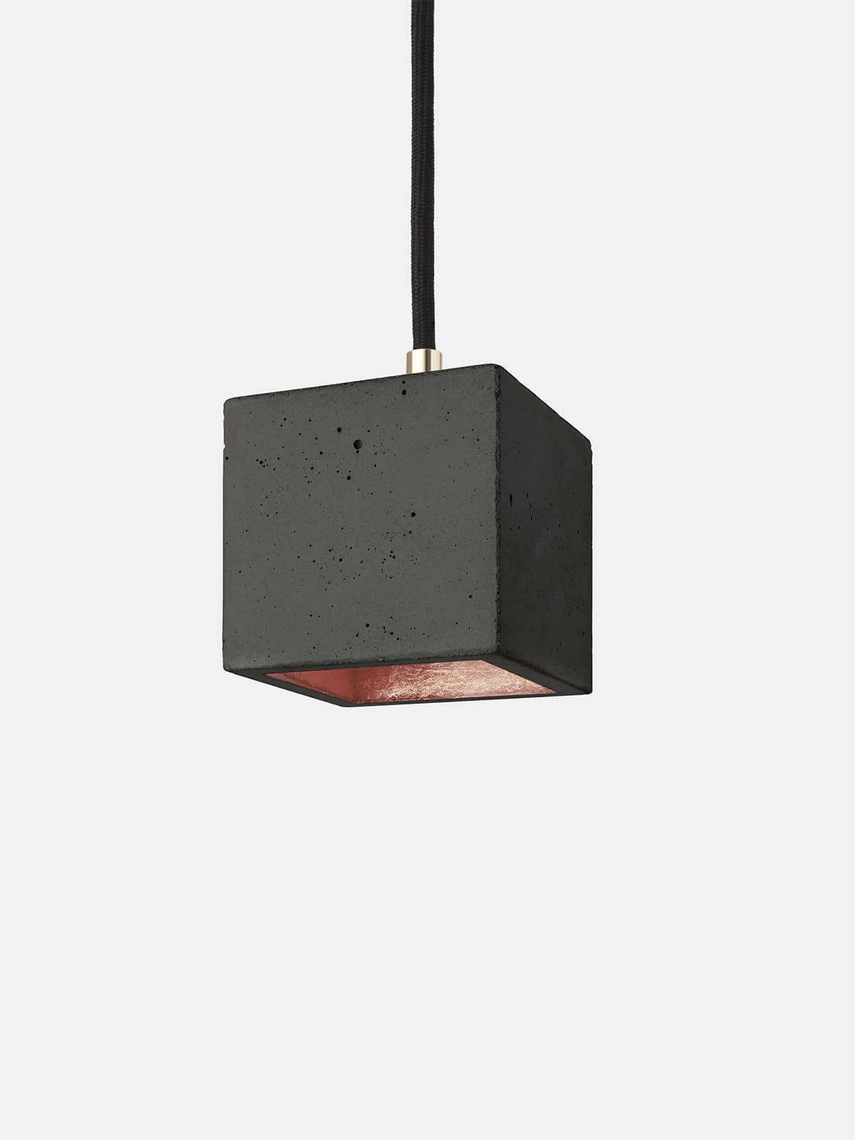 Betonlampe kubik (lille) mørkegrå Kobber 1,8m (+DKK 0)