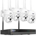 Hiseeu WK-4HD205 5MP WIFI IP Camera 4 Cameras Security System IP66 Waterproof Motion Detection 24/7 Recording Eseecloud App Remote Access Wireless NVR COD