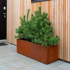 Modern plantekasse corten rust med bund 40 x 60 cm