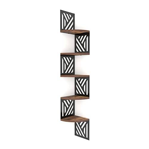 Vasemouh Fem nivåer hörnhylla i trä, geometriska former hörnhyllor för vägg, flytande hörnhylla och bokhylla, vardagsrum sovrum badrum hörnhyllor (19,5 x 19,5 x 1,5 cm).