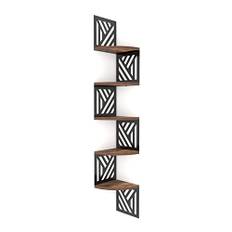 Vasemouh Fem nivåer hörnhylla i trä, geometriska former hörnhyllor för vägg, flytande hörnhylla och bokhylla, vardagsrum sovrum badrum hörnhyllor (19,5 x 19,5 x 1,5 cm).