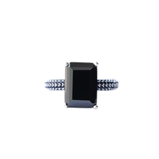 Mega rectangle ring black/silver