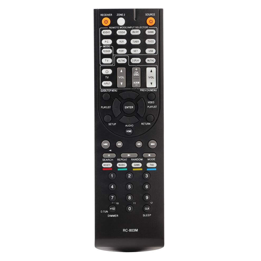 Reservecontroller til Onkyo AV-receiver, kompatibel med Onkyo AV-receiver infrarød fjernbetjening med ABS-materiale af høj kvalitet, fjernbetjening