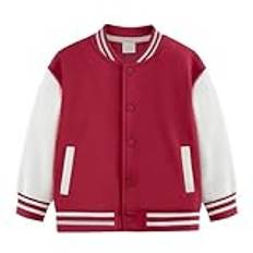 OBiQuzz Flickdräkt, rock, vår och höst, vinter, nya barn, plus fleece, baseballkläder, babykofta, liten, medium, tjock, barntopp, herrkläder, modern, vin, 3-4 år