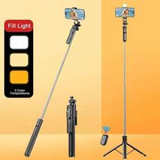 Det senaste legeringsstativet på 170 cm/66,9 tum med fjärrkontroll och Bluetooth-selfiepinne, mobiltelefonstativ, lämplig för videoinspelning, inspeln - Svart (Multi-size)