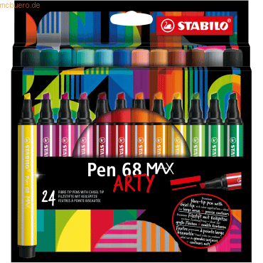 6 x Stabilo Fasermaler Pen 68 Max Keilspitze Etui Arty VE=24 Stifte