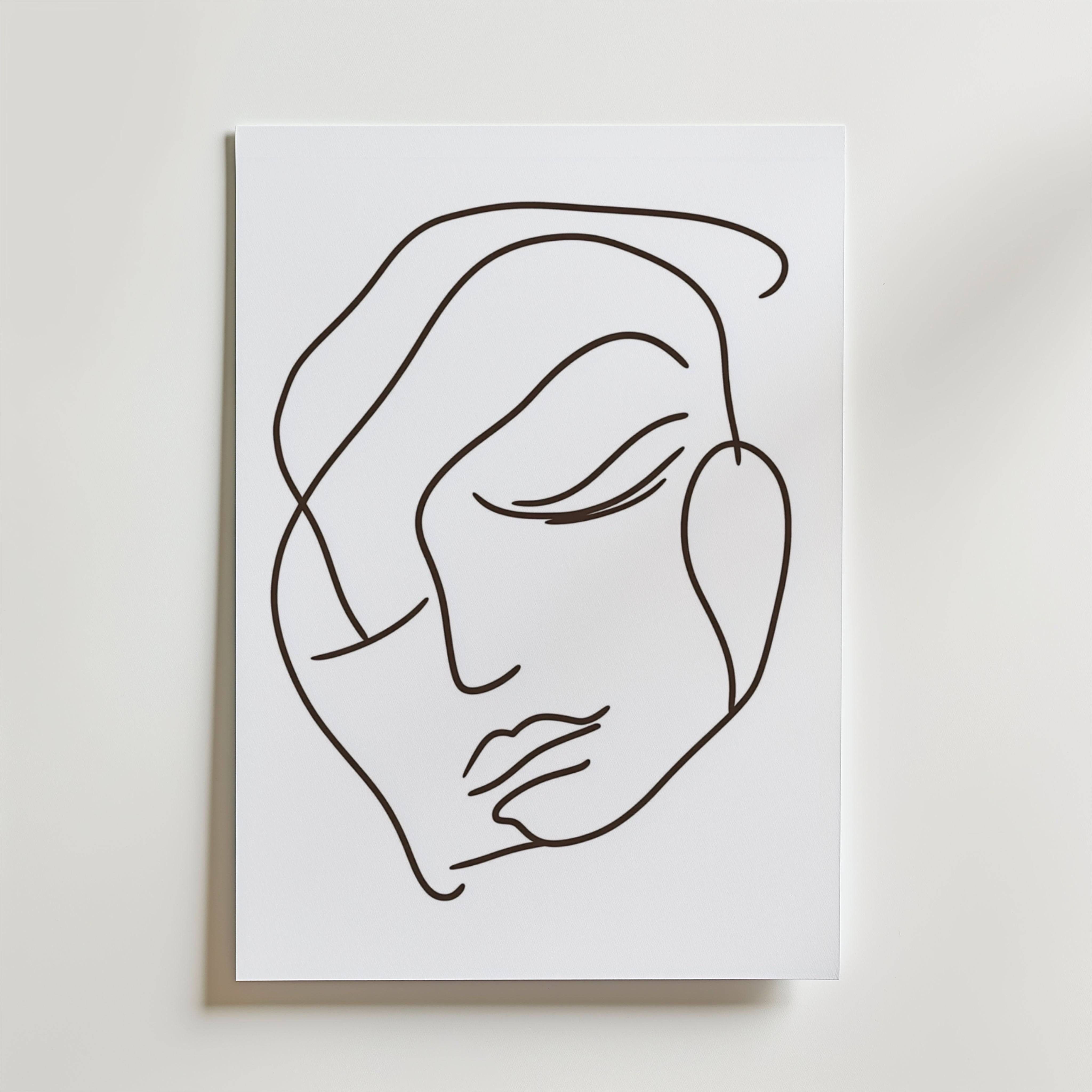 Bold Line Art Face Poster - Fine Art Poster 50x70 cm
