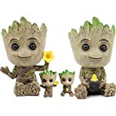 Groot planterare, blomkruka trädare, Groot suckulent planterare, söta växter blomkruka med hål pennhållare – föräldrar och baby Groot modell leksak är bästa födelsedagspresenten för barn (föräldrar