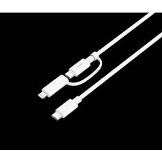 USB-C till USB-C-kabel + Lightning-adapter 2-i-1, 1 meter, vit