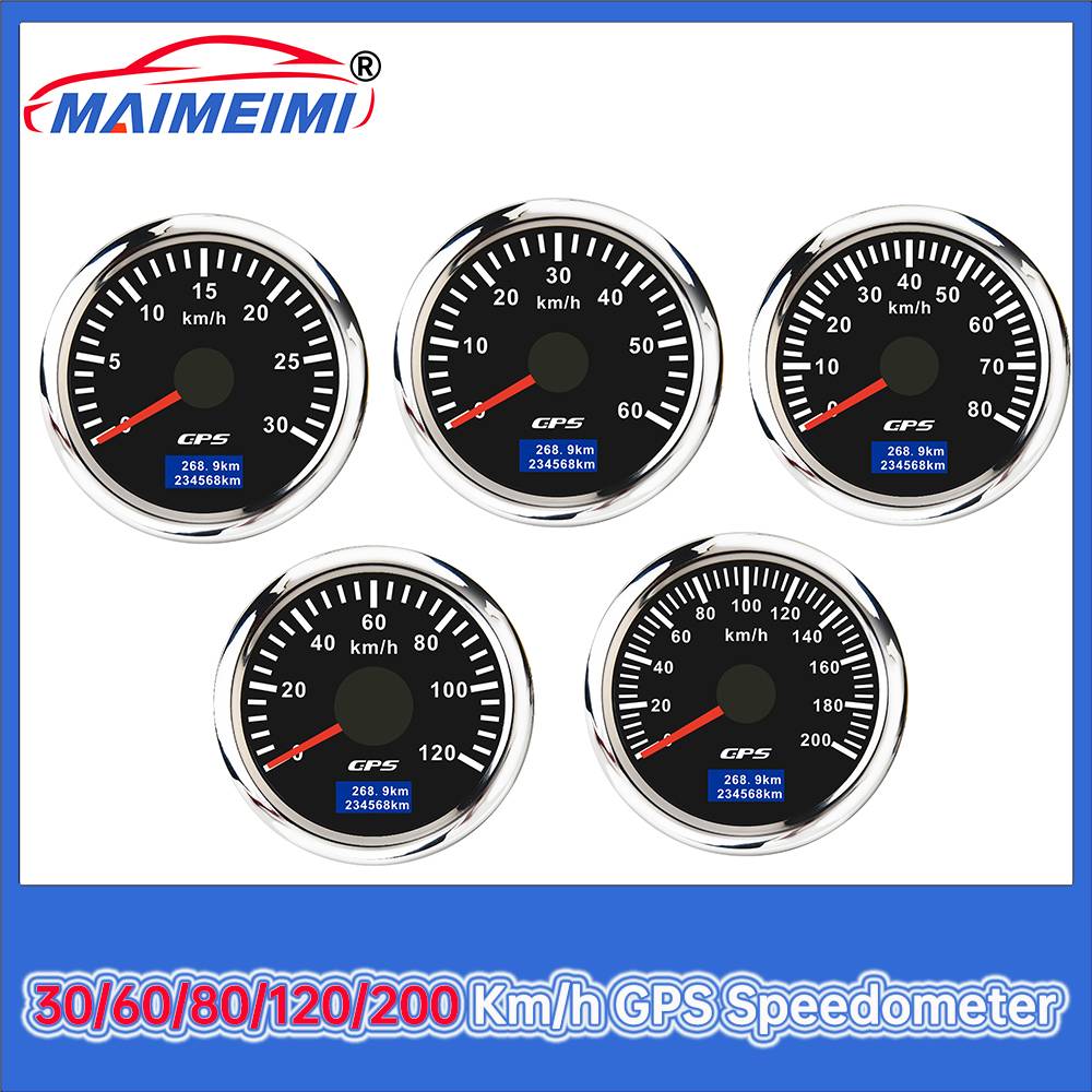 100%  530/60/80/120/200 Km/h GPS Speedometer With GPS Antenna 52MM Car Truck Speed Gauge Meter   With 7 Color Backlight 9-32V