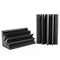 ACOUSPANEL Bass Traps Studio Pro, 2 st Bredbandiga Basfällor av Akustiskt Skum, 59x30x30 cm, Antracitgrå, Okomprimerade