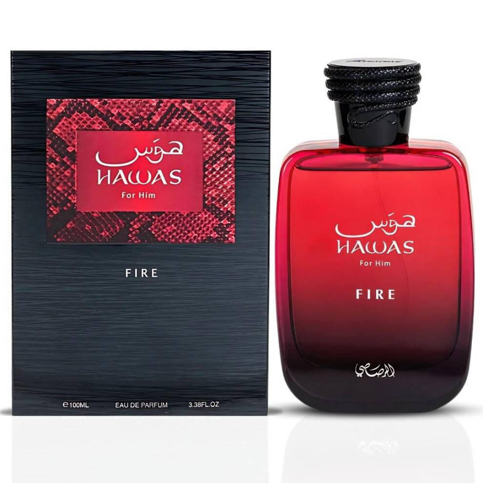 Rasasi Hawas Fire EDP til mænd - 100 ml | Brændende Oceanisk Arabisk parfume med ambra-base