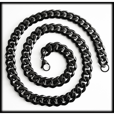 13 mm. Pansarlänk halsband i svart stål., DSN284B