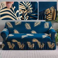 1pc Sofa Cover, Flounce Design, Non-Slip Stretch Silky Fabric With Floral Prints, Suitable For 1/2/3/4 Seater Sofas, Pet-Friendly, Suitable For Spring - Multicolor - Single Seat,2 Seater,3 Seater,4 Seater