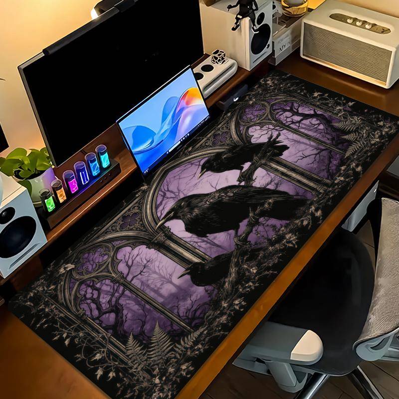 Raven Color Mouse Pad Large Gaming Table Cushion Non-slip Laptop Tablet Big Mousepad XXL Mat Mini PC Playmat With Lock edge