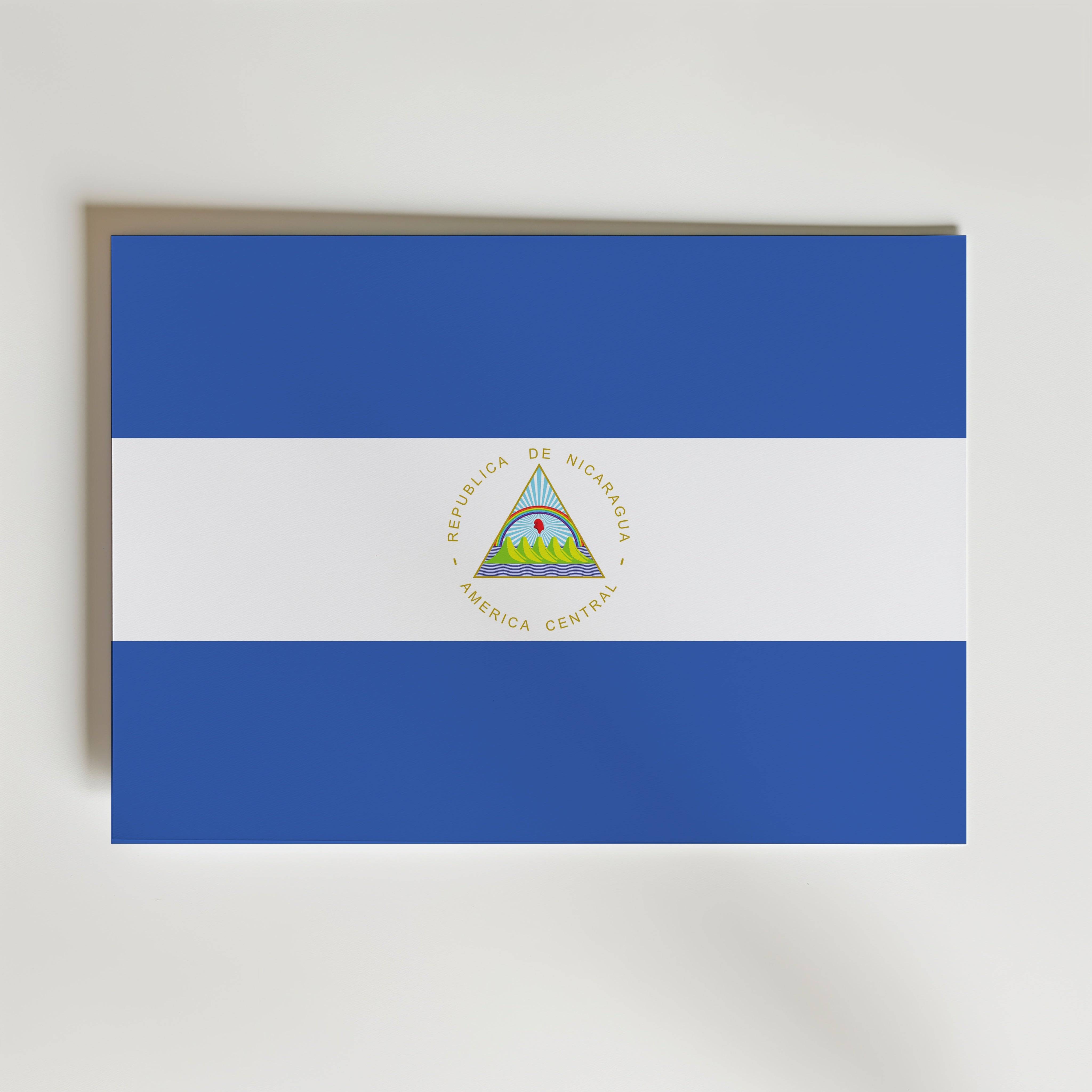 Nicaragua National Flag Poster - Canvas 30x21 cm
