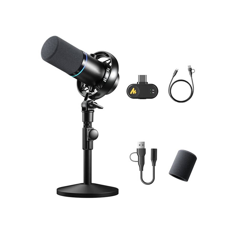 PD200W Hybrid Wireless Podcast Mic XLR USB Dynamic Microphone for PC Phone Camera Streaming Gaming Recording