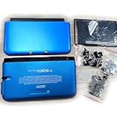 Blå färg 3DSXL extra hölje skal hölje komplett set ersättning, för gammal 3DS XL/LL 3DSLL konsol, yttre skyddsplattor + knappar, skruvar, stylus, dynor, skärmskydd, klistermärken