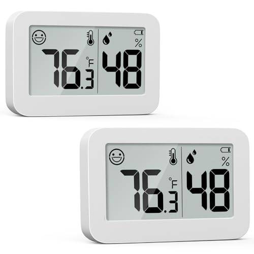 DOOMAY 2-pack mini-hygrometer inomhustermometer, fuktighetsmätare med Celsius (℃), luftfuktighetsmätare digital temperaturmonitor för luftfuktare växthus babyrum källare reptil