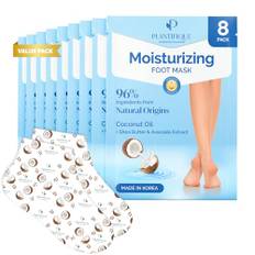 PLANTIFIQUE Hydrating Foot Mask for Dry & Cracked Feet - NOT Peeling - 8 Pack Hydrating Socks for Soft Heels - Intense Moisturizing and Repairing Dry Rough Skin - Foot Spa - Happy Feet Mask